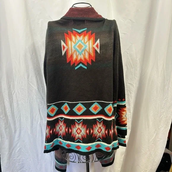 Charlie Paige tribal print waterfall cardigan size S/M - Picture 4 of 7